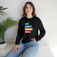 Life, Liberty, Popcorn & Movies Crewneck Sweatshirt