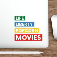 Life, Liberty, Popcorn & Movies - Vinyl Stickers