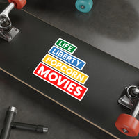 Life, Liberty, Popcorn & Movies - Vinyl Stickers